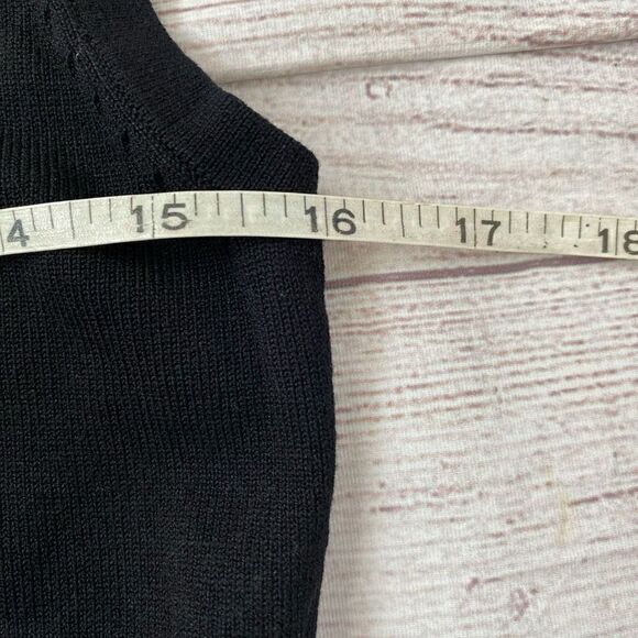 Venus silk blend sleeveless v-neck blouse w/center beadwork black sz L women - Picture 7 of 10